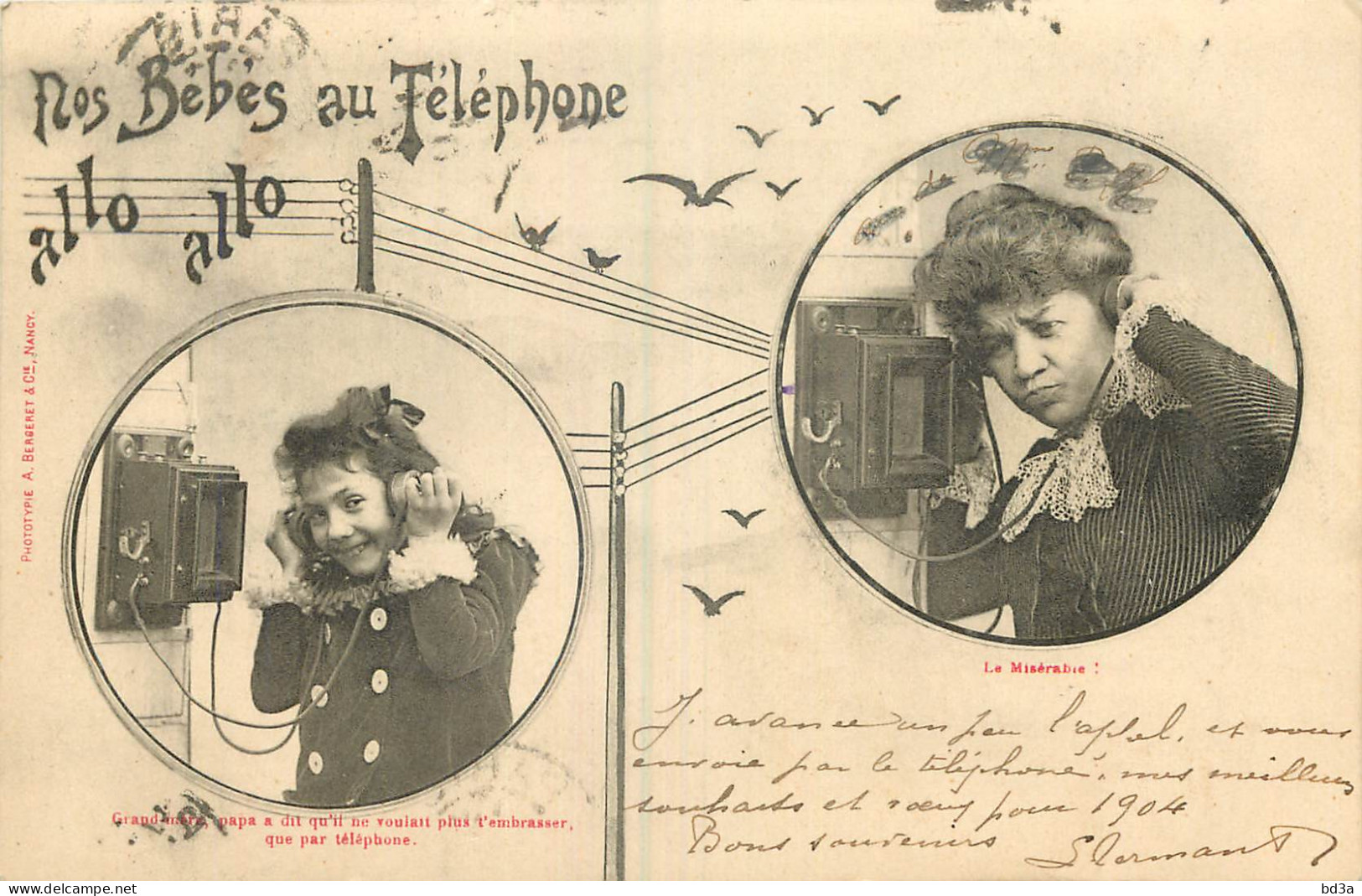 4 CPA BERGERET - ENFANTS - NOS BEBES AU TELEPHONE - Bergeret