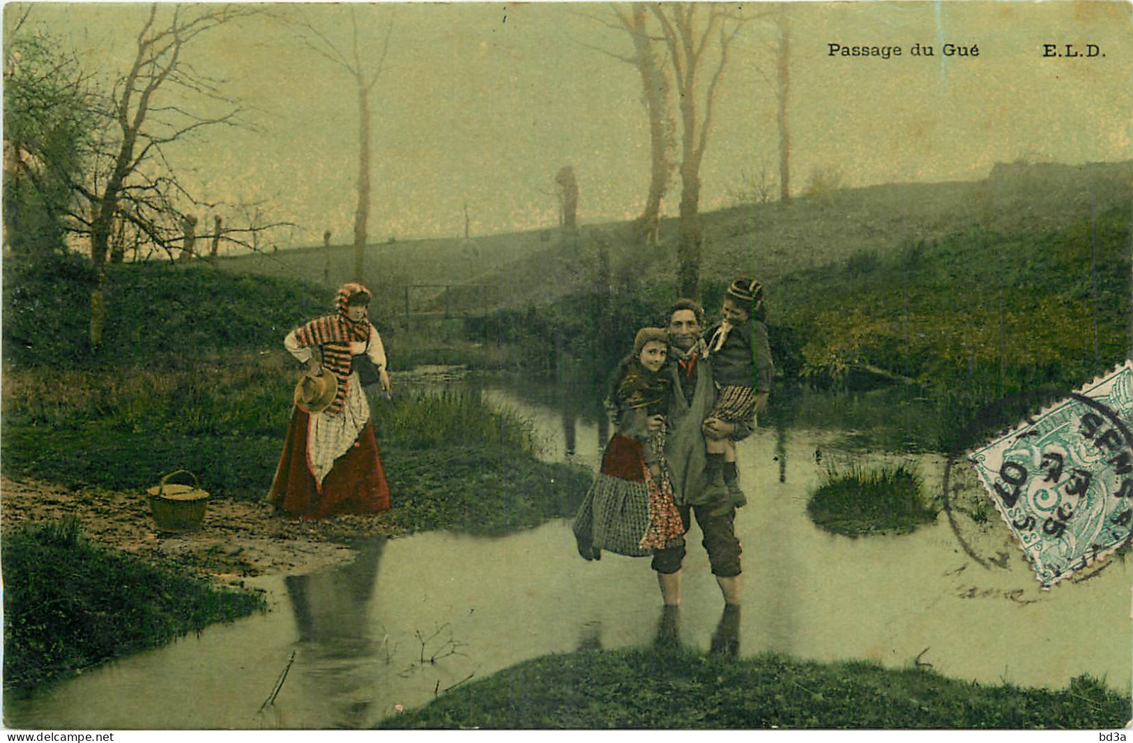 FANTAISIE - COUPLE ET ENFANTS - PASSAGE DU GUE - Paare