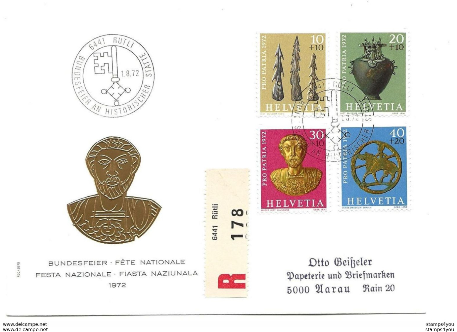 274 - 28 - Enveloppe Recommandée Avec Oblit Spéciale "Rütli Bundesfeier 1972" - Postmark Collection