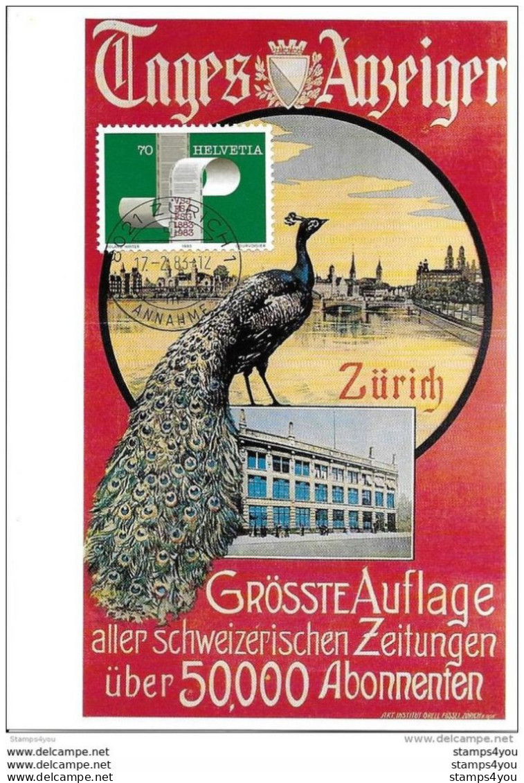 114 - 28 - Carte Nostalgie Reproduction Affiche "Tages Anzeiger " Cachet à Date Zürich 1983 - Postmark Collection