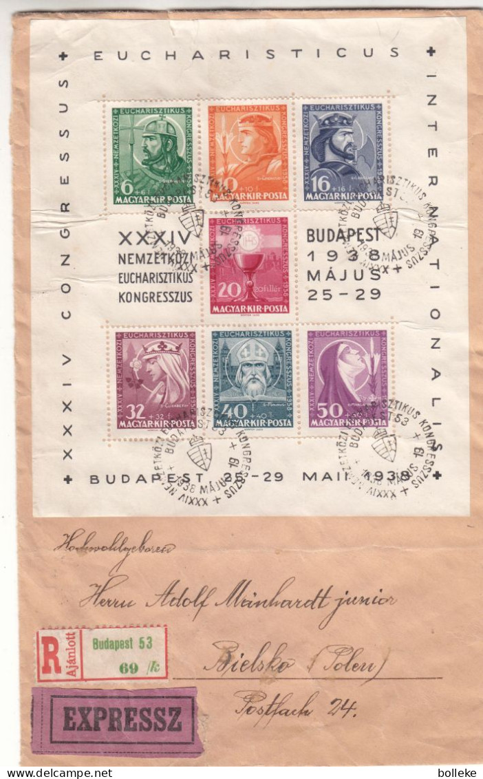 Hongrie - Lettre Recom Exprès De 1938 - GF - Oblit Budapest - Exp Vers Bielsko - Valeur Oblit = 60 € - Sur Lettre ++ - Lettres & Documents
