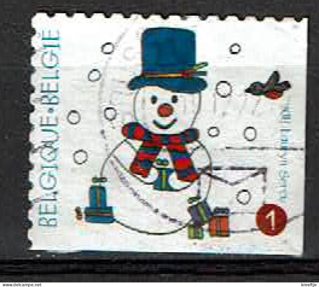 Sneeuwman Kerst / Noël 2011, Rechts+onder Ongetand (OBP 4192c ) - Used Stamps