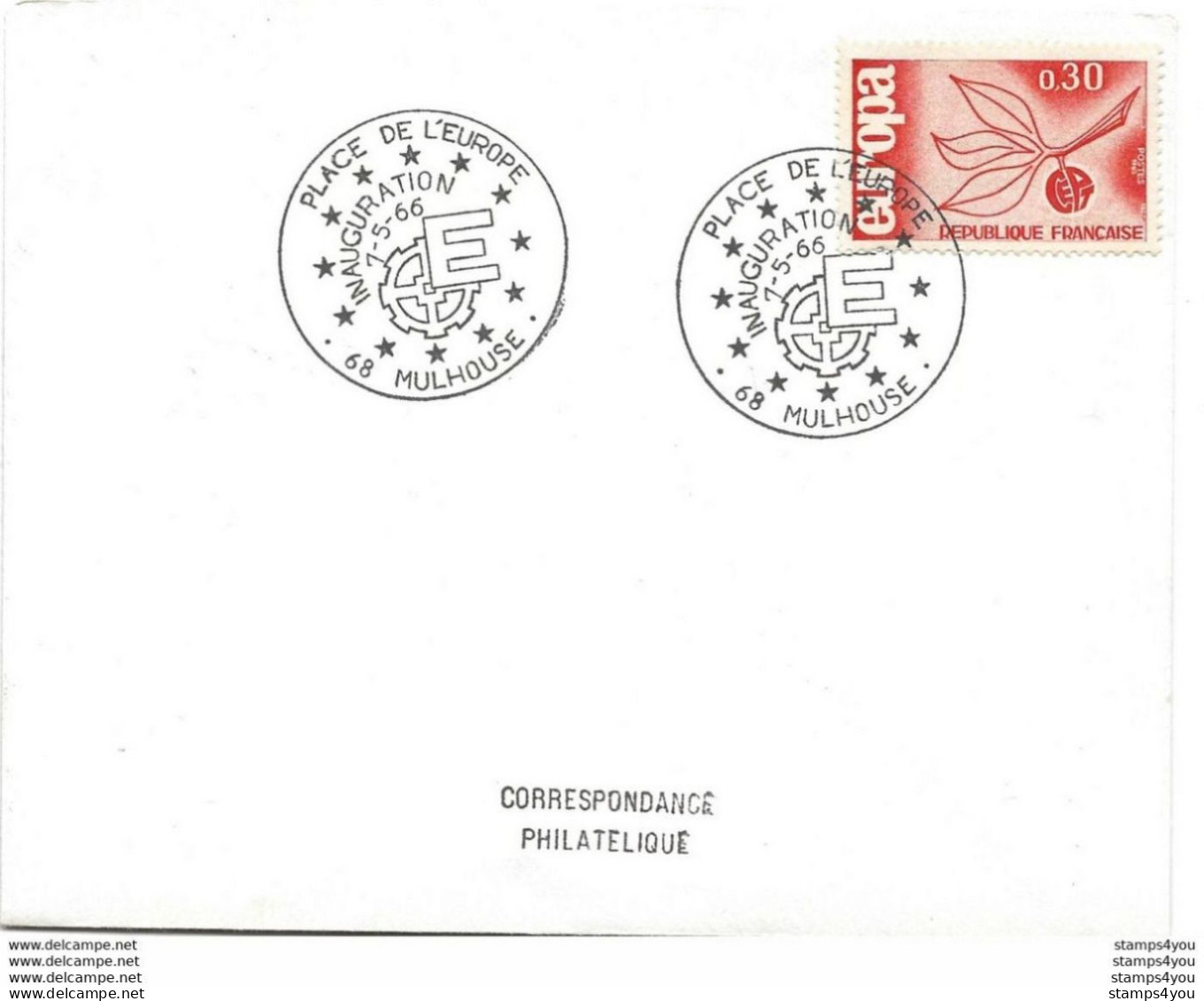 194 - 28 - Enveloppe Avec Timbre Europa Et Oblit Spéciale MUlhouse Inauguration Place De L'Europe 1966 - Idee Europee