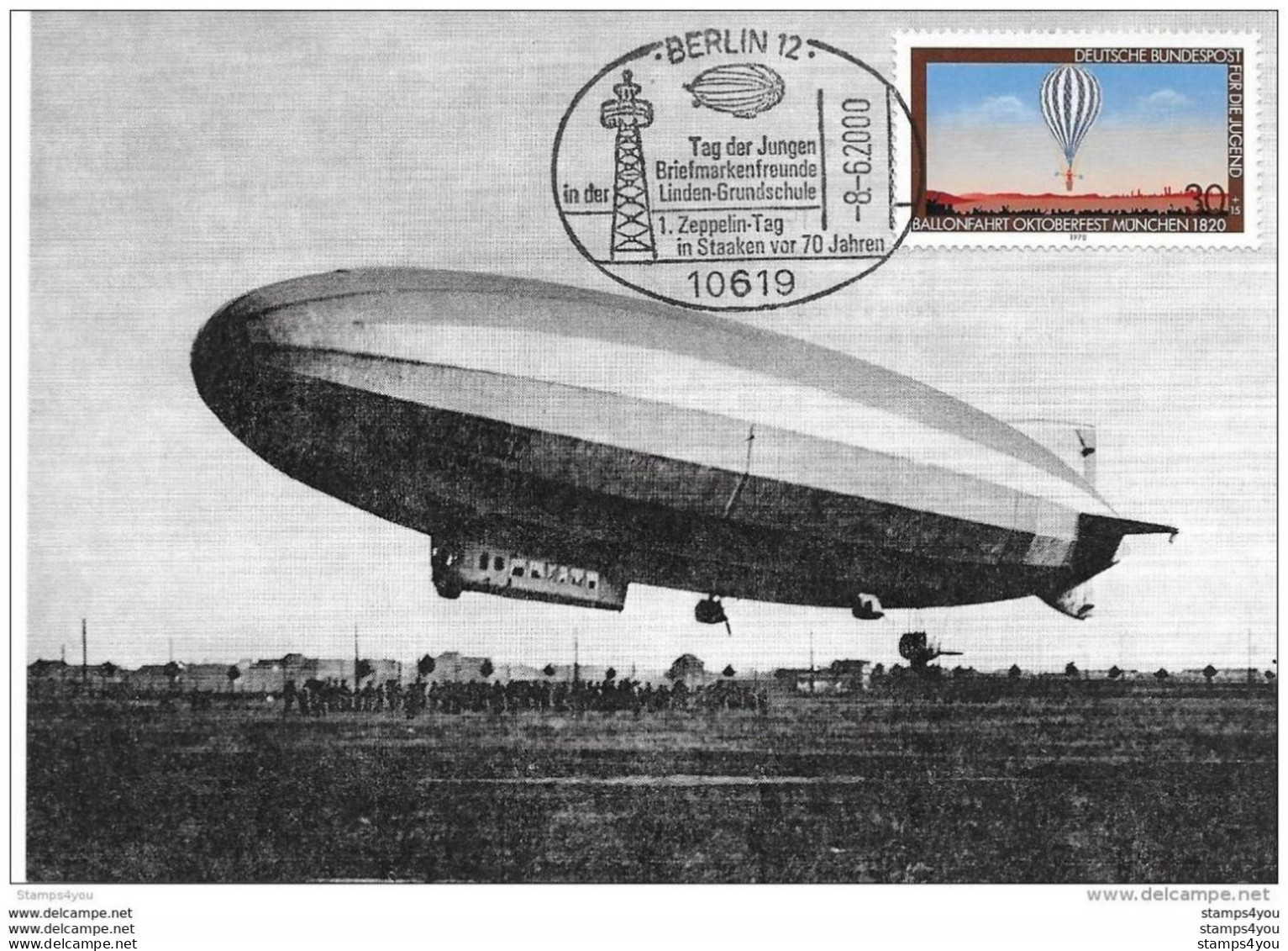 82 - 28 - Carte Postale Allemande Avec Oblit Spéciale De Berlin "1. Zeppelin-Tag In Staaken Vor 70 Jahren" 2000 - Zeppelines