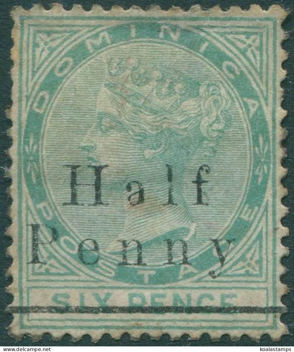 Dominica 1886 SG17 Half Penny On 6 Pence Green QV Crown CA Wmk MH - Dominique (1978-...)