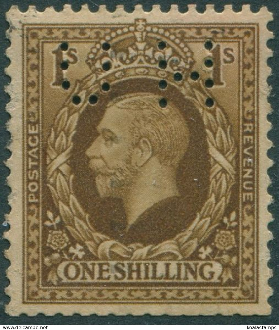 Great Britain 1934 SG449 1/- Bistre-brown KGV Lightly Toned PERFIN MNH - Unclassified