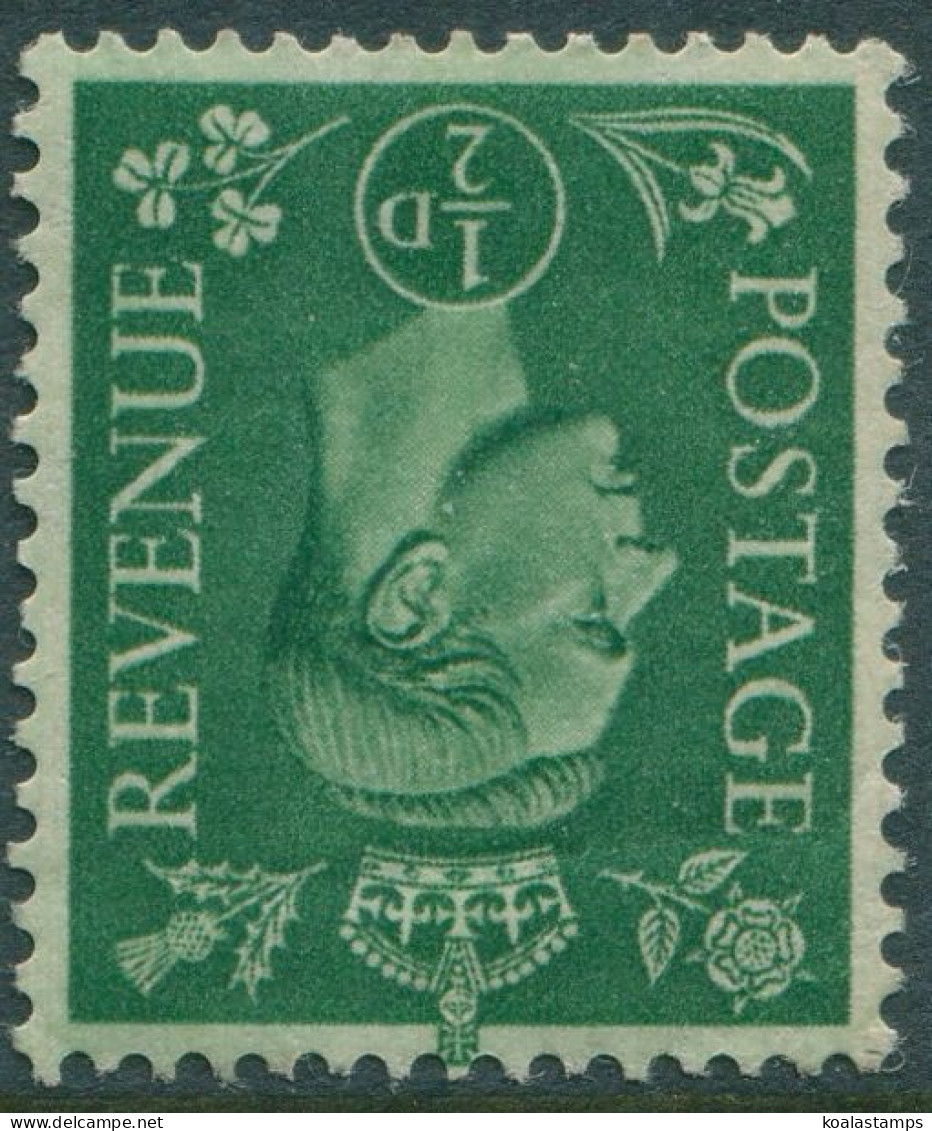 Great Britain 1937 SG462Wi ½d Green KGVI Wmk Inverted MLH - Unclassified