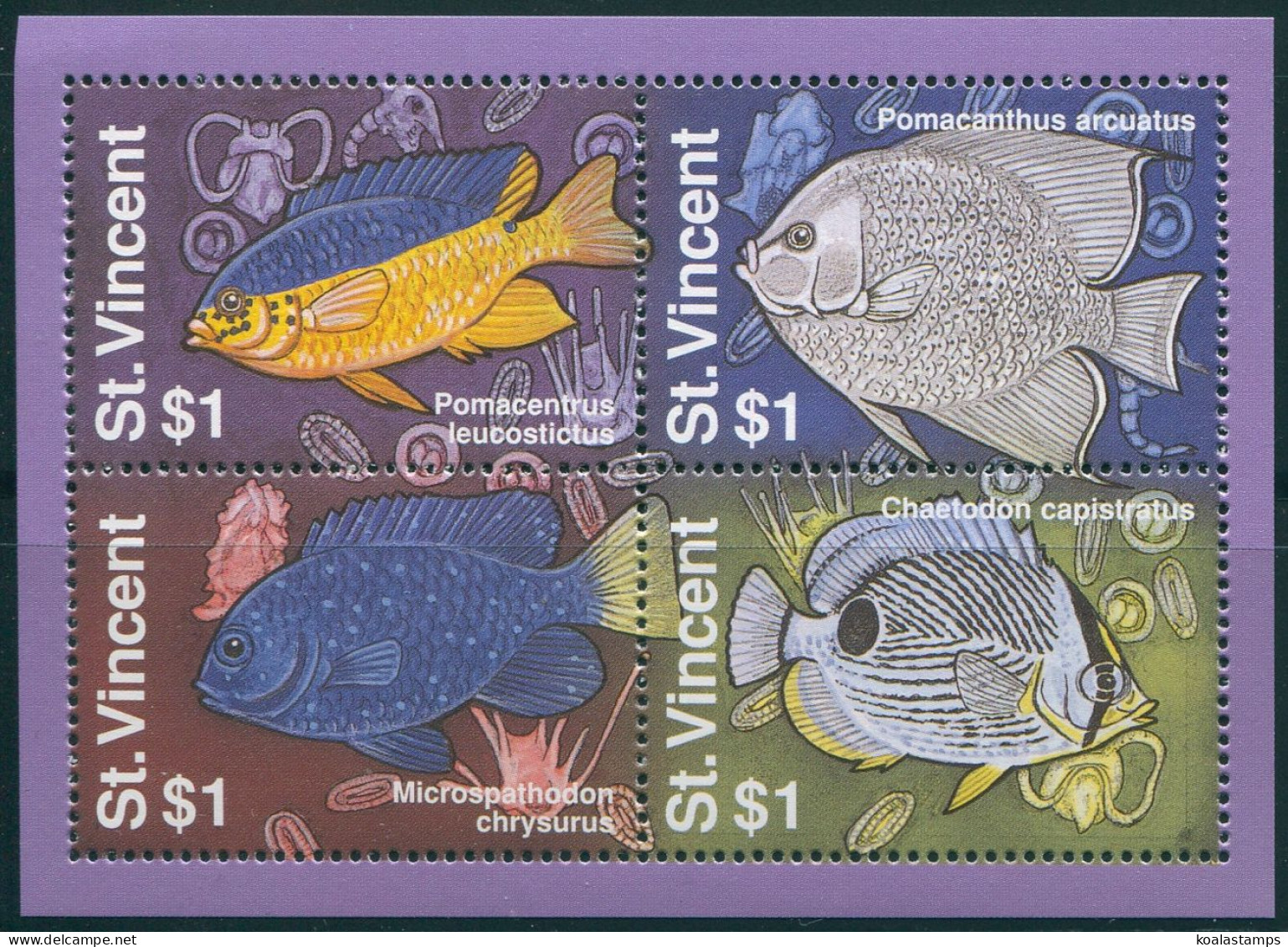St Vincent Prehistoric Fish Block MS MNH - St.Vincent (1979-...)