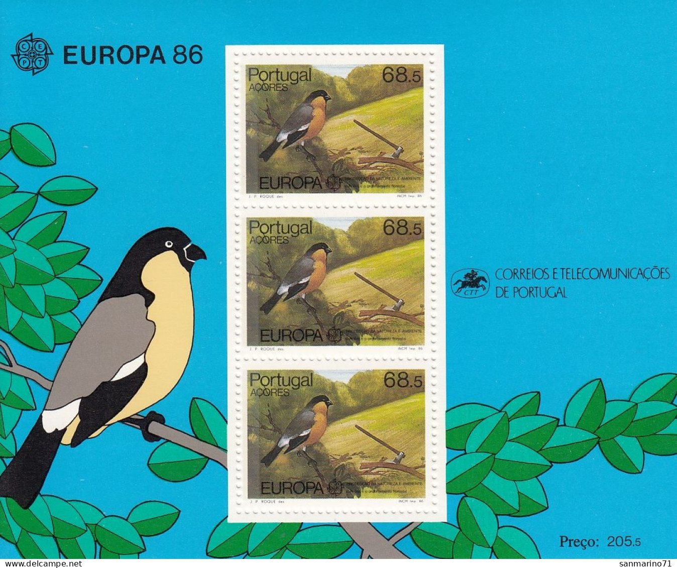 PORTUGAL Azores Block 7,unused,birds (**) - Azores