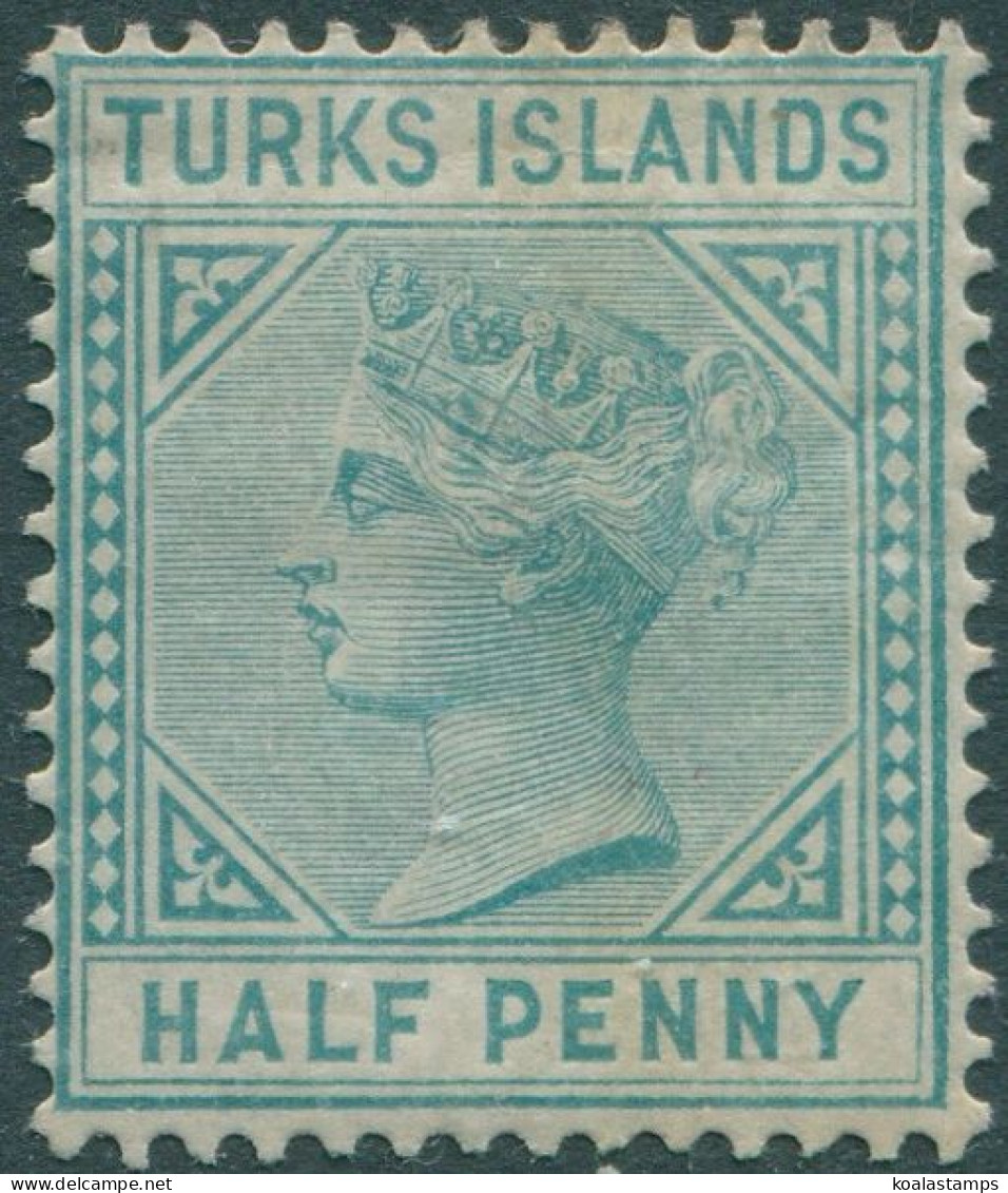 Turks Islands 1881 SG70 ½d Green QV MH - Turks & Caicos
