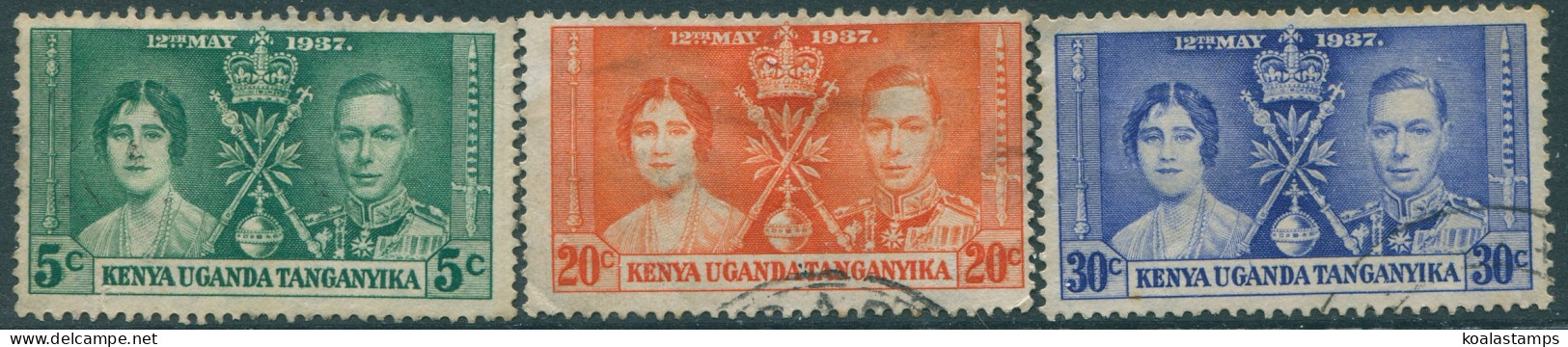 Kenya Uganda And Tanganyika 1937 SG128-130 KGVI Coronation Set FU (amd) - Kenya, Uganda & Tanganyika