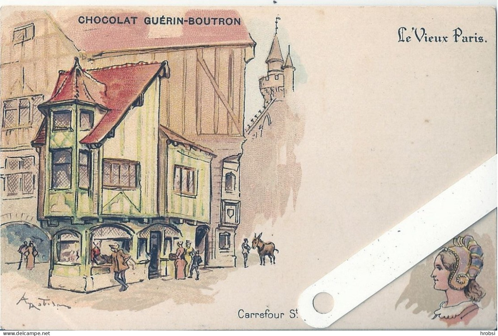 Illustrateur Alsace, Robida, Vieux Paris  Carrefour Saint Julien,  Expo 1900 - Robida