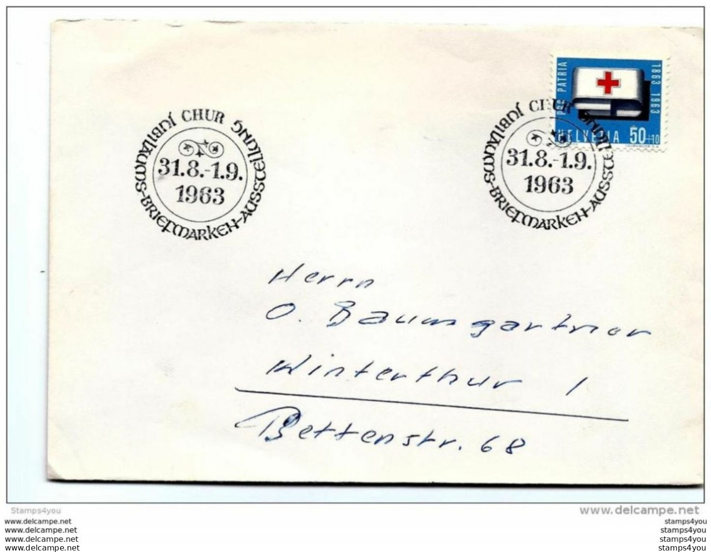 69 - 28 - Enveloppe Avec Oblit Spéciale De Chur "Jubiläums-Briefmarken-Ausstellung 1963" - Postmark Collection