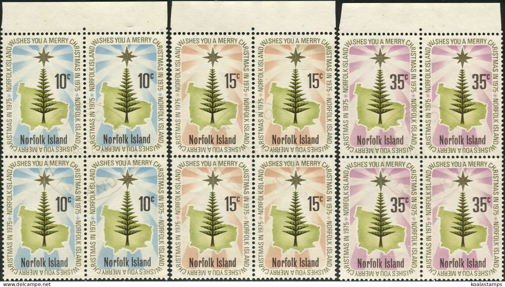 Norfolk Island 1975 SG165-167 Christmas Star And Pine Set Blocks FU - Norfolkinsel