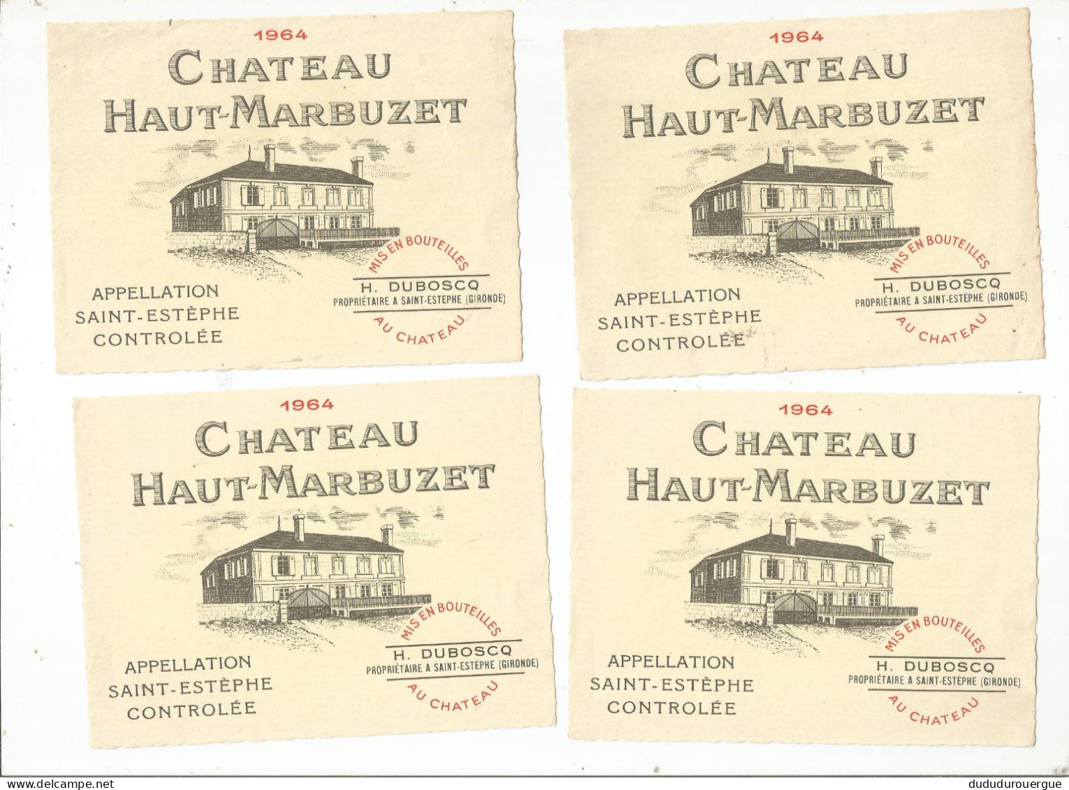 CHATEAU HAUT - MARBUZET , APELLATION SAINT - ESTEPHE CONTROLEE : 8 ETIQUETTES 1964 - Alcoholen & Sterke Drank