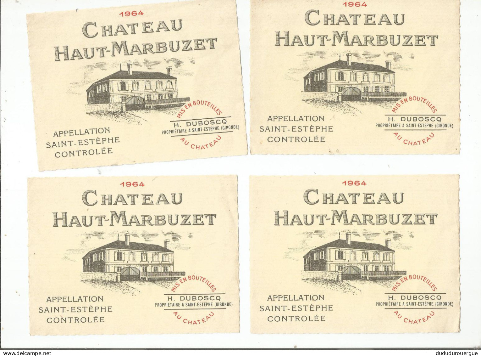 CHATEAU HAUT - MARBUZET , APELLATION SAINT - ESTEPHE CONTROLEE : 8 ETIQUETTES 1964 - Alcoholes Y Licores