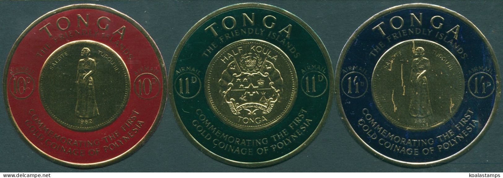 Tonga 1963 SG135-137 Polynesian Gold Coinage Airmail Stamps Set Of 3 MLH - Tonga (1970-...)