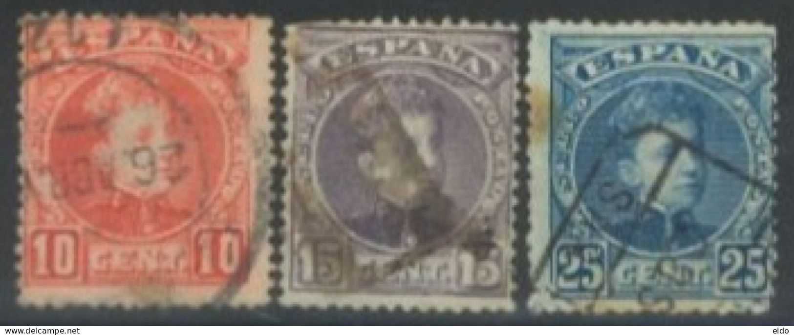 SPAIN, 1900/05, KING ALFONSO STAMPS SET OF 3, USED. - Usati