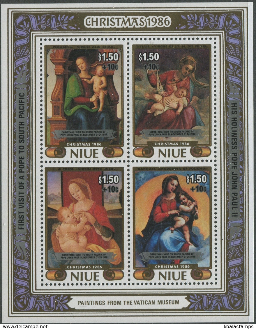 Niue 1986 SG646 Papal Visit +10c Surcharge MS MNH - Niue