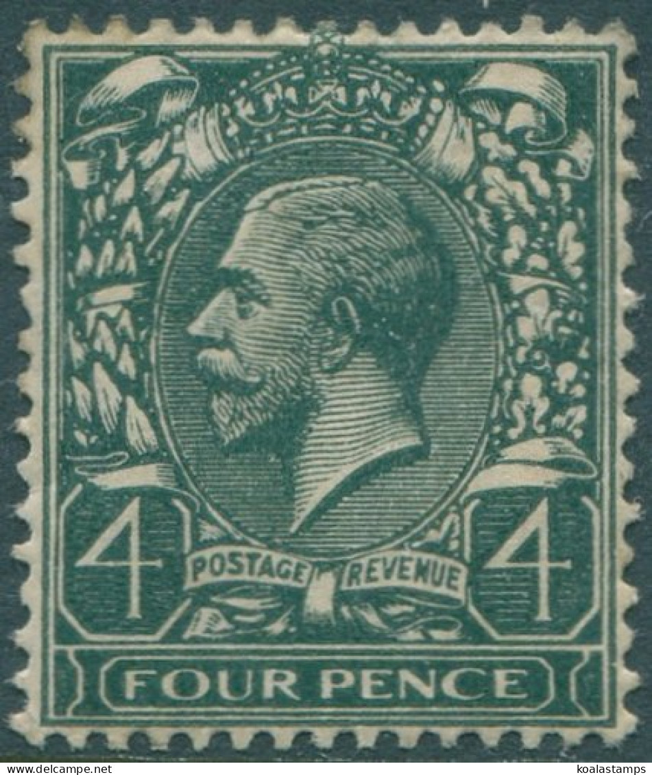 Great Britain 1912 SG378 4d Deep Grey-green KGV MLH (amd) - Unclassified