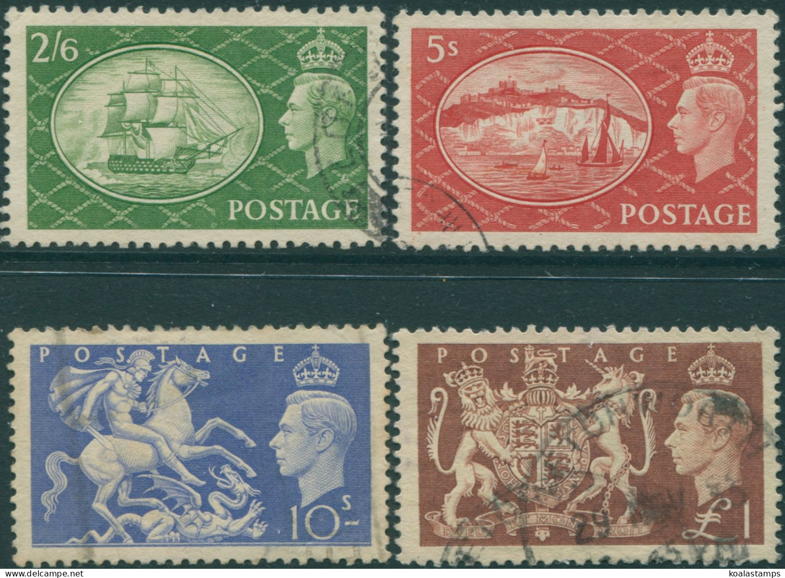 Great Britain 1951 SG509-512 KGVI Victory Dover Dragon Arms Set FU - Ohne Zuordnung