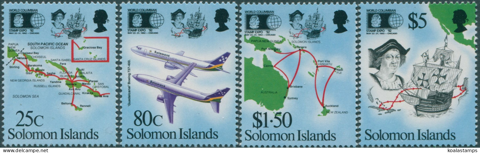 Solomon Islands 1992 SG728-731 Discovery Of America Set MNH - Solomon Islands (1978-...)