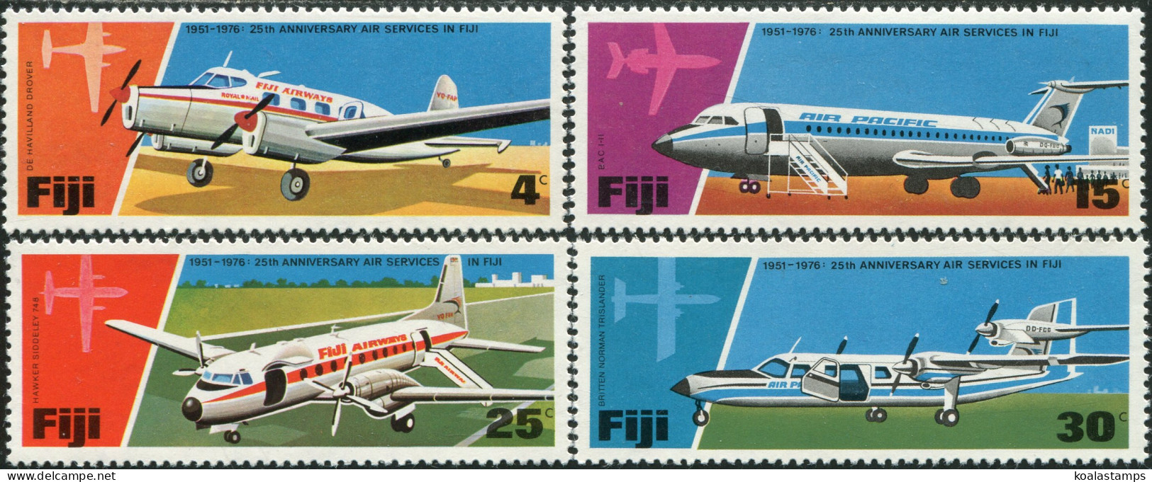 Fiji 1976 SG532-535 Air Services Set MLH - Fiji (1970-...)