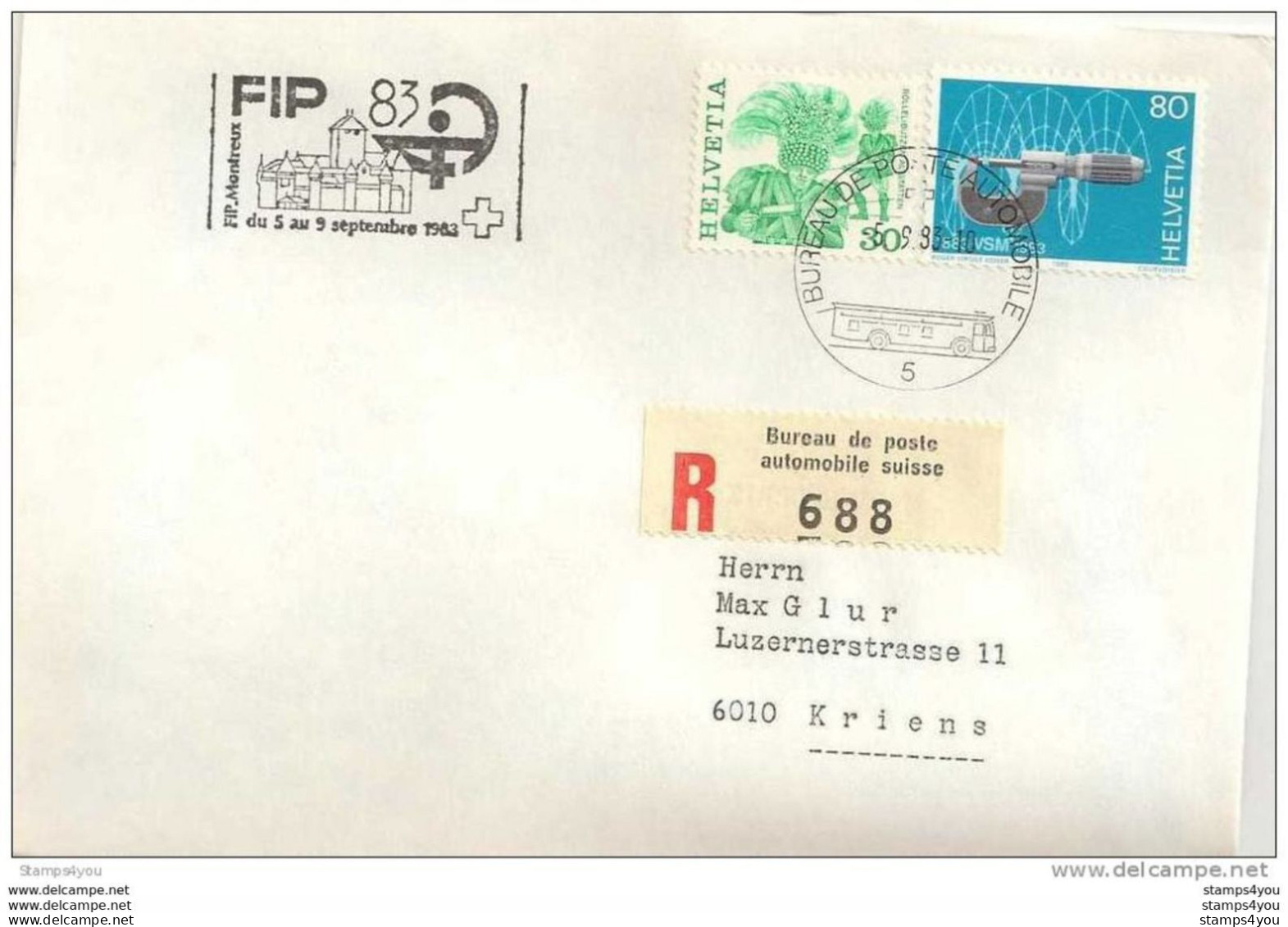 249 - 28  - Enveloppe  Recommandée Avec Oblit Spéciale FIP Montreux 1983 - Poststempel