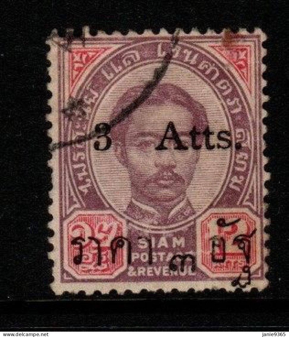 Thailand Cat 59 1897 King Rama V Provisional Issue 3 Atts,used - Thailand