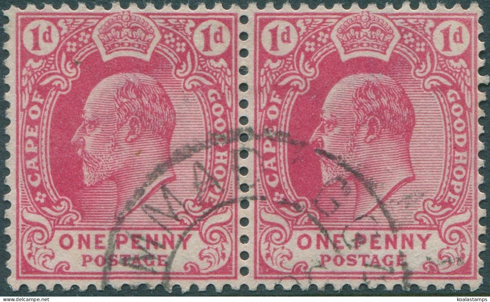 Cape Of Good Hope 1902 SG71 1d Carmine KEVII Pair FU - Capo Di Buona Speranza (1853-1904)