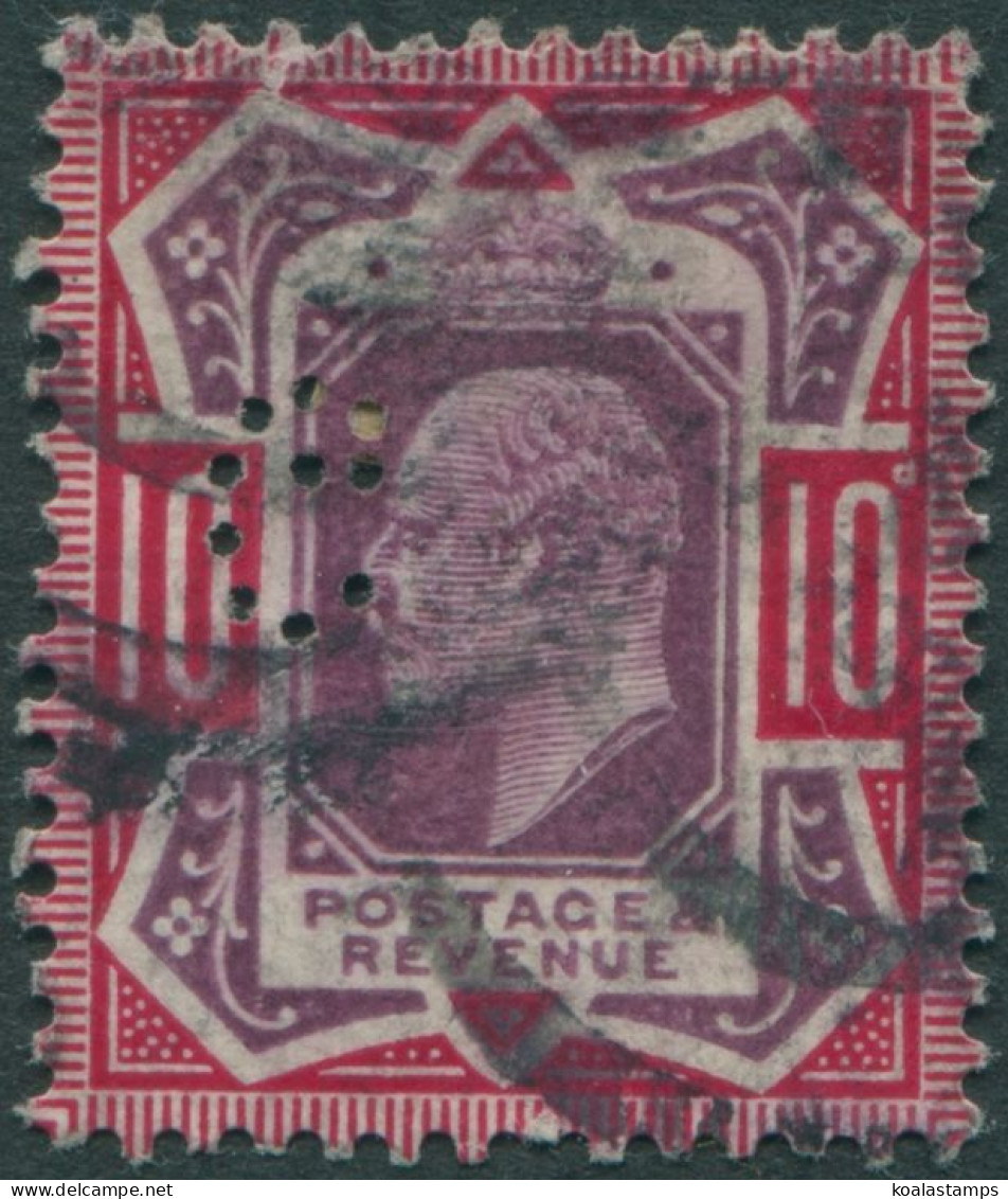 Great Britain 1902 SG256 10d Purple And Scarlet KEVII Perfin FU - Unclassified