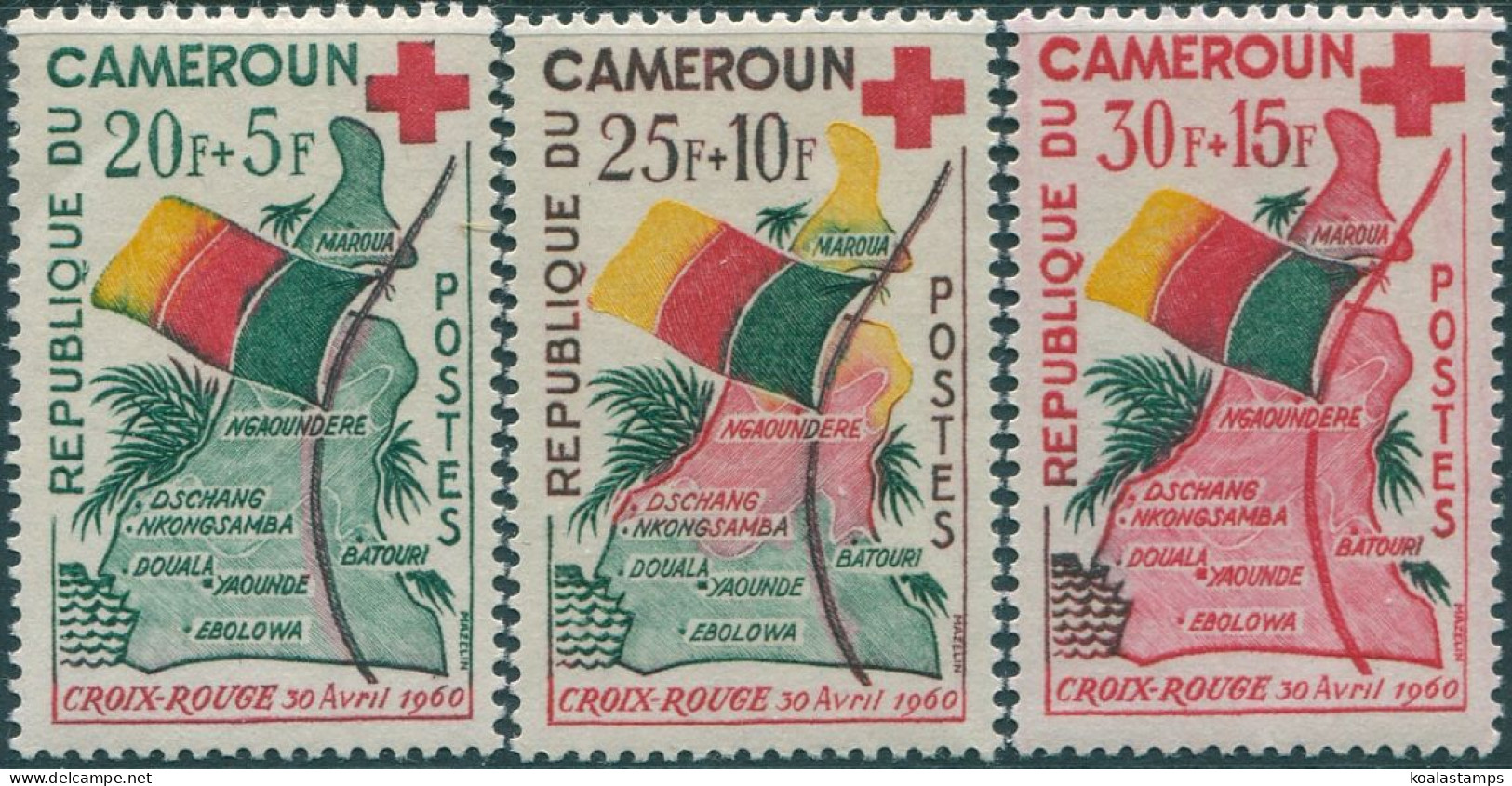 Cameroun 1961 SG280-282 Red Cross Fund Set MLH - Cameroon (1960-...)