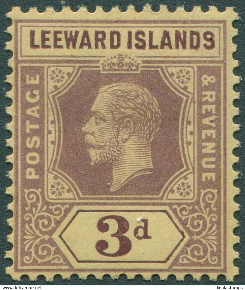 Leeward Islands 1912 SG69 3d Purple On Yellow KGV MH - Leeward  Islands