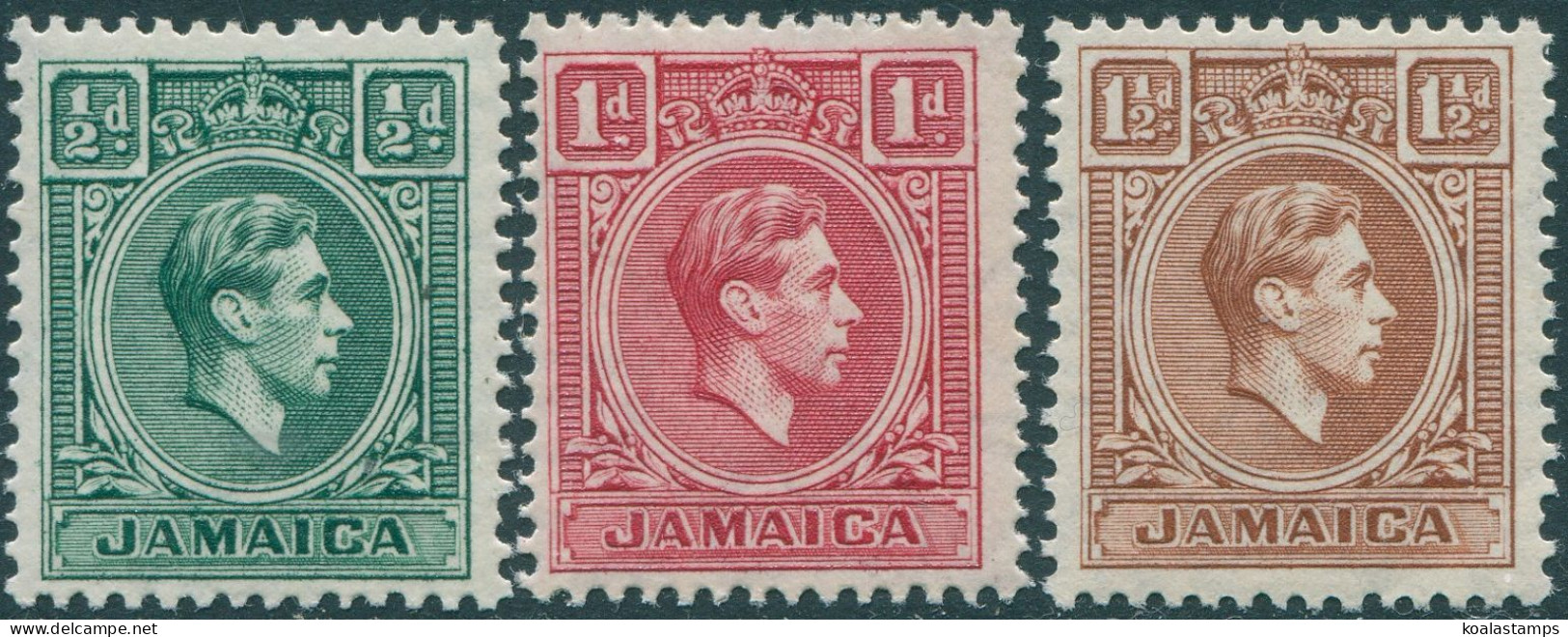 Jamaica 1938 SG121-123 KGVI (3) Toned Back MNH - Jamaique (1962-...)