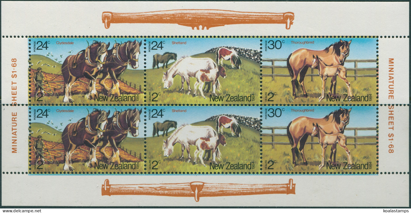 New Zealand 1984 SG1348 Health Horses MS MNH - Andere & Zonder Classificatie