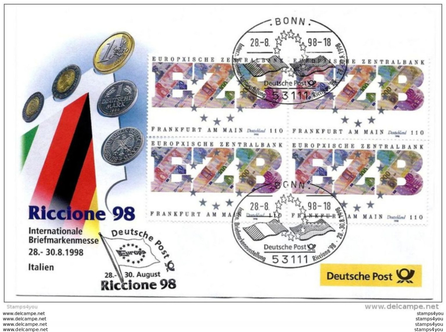 78 - 28 - Enveloppe Allemande Avec Oblit Spéciale "Expo Riccione 98" - Philatelic Exhibitions