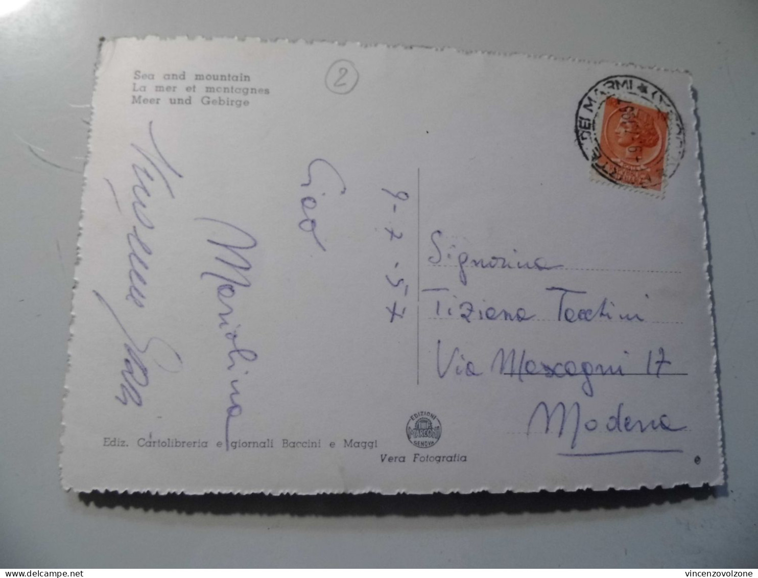 Cartolina Viaggiata "FORTE DEI MARMI Mare E Monti" 1957 - Lucca