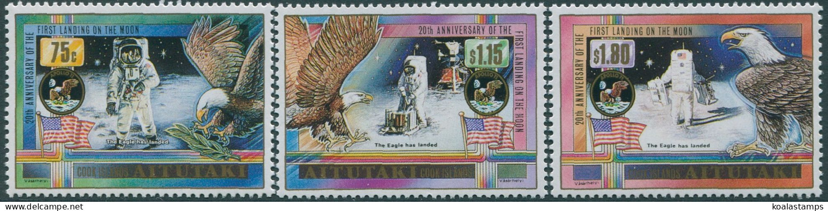Aitutaki 1989 SG602-604 Moonlanding Set MNH - Cook