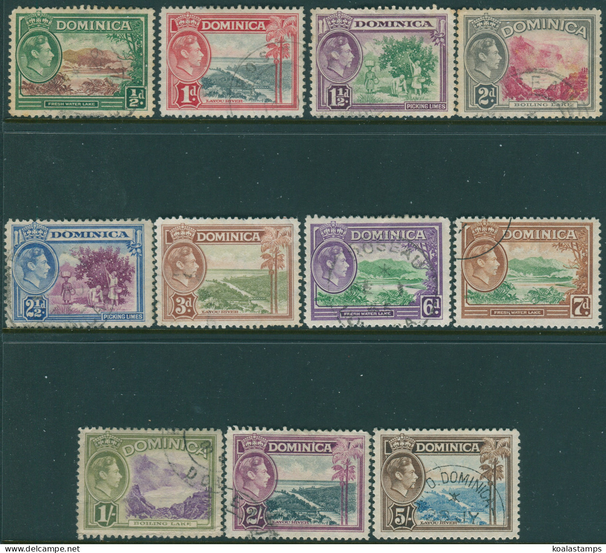 Dominica 1938 SG99-108 KVI Scenes (11) FU (amd) - Dominique (1978-...)