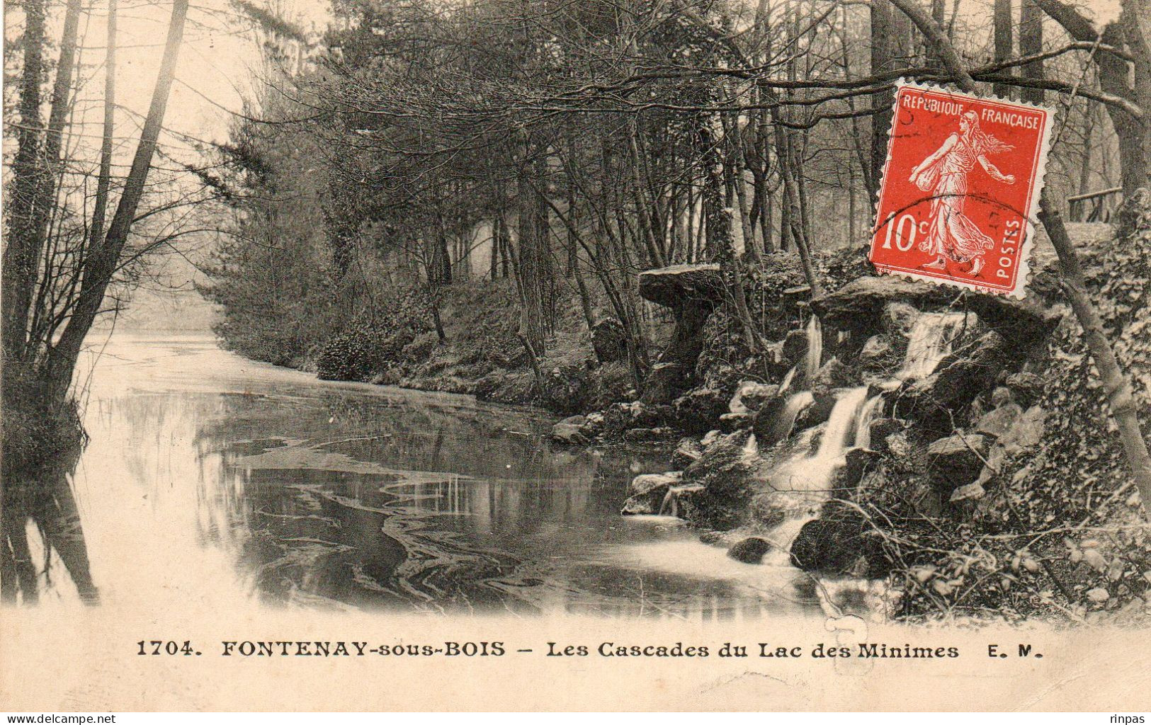 (94) FONTENAY SOUS BOIS Les Cascades Du Lac Des Minimes Timbre Semeuse  (Val De Marne) - Fontenay Sous Bois