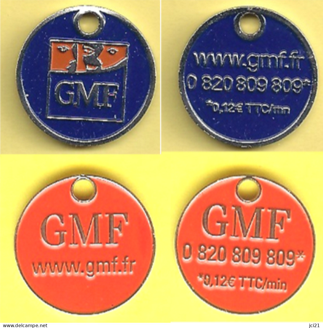 Lot De 2 Jetons De Caddie " G.M.F. " (recto-verso)_j301 - Trolley Token/Shopping Trolley Chip