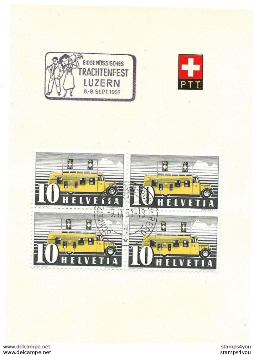 111 - 28 - Feuillet Avec Oblit Spéciale "Trachtenfest Luzern 1951" - Postmark Collection