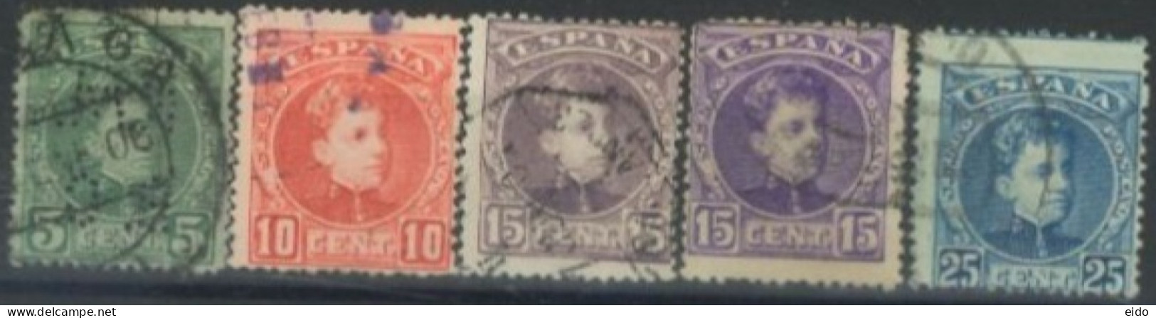 SPAIN, 1900/05, KING ALFONSO STAMPS SET OF 5, USED. - Gebraucht