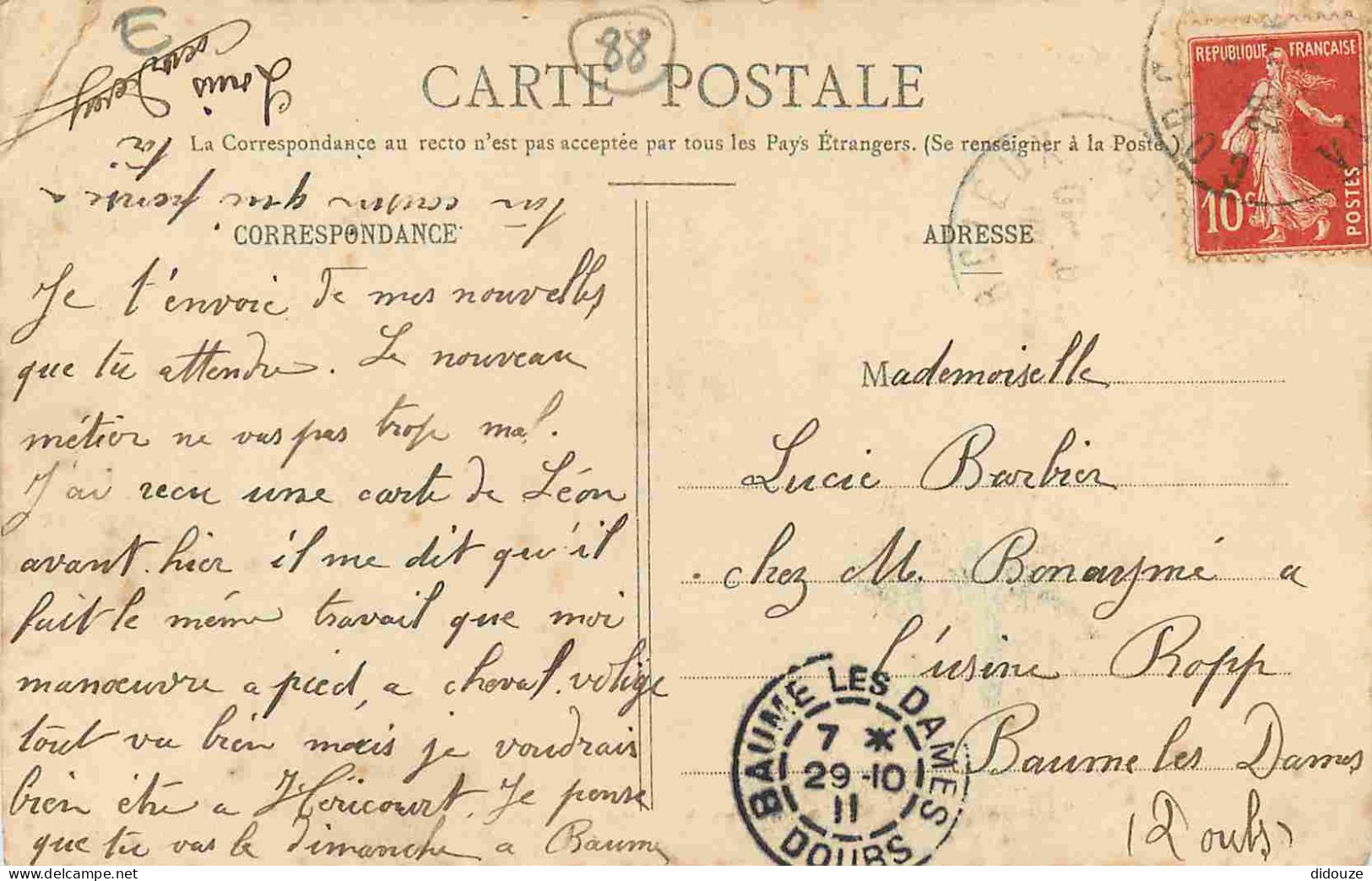 88 - Corcieux - Roches Du Rein Méline - Animée - Correspondance - CPA - Oblitération Ronde De 1911 - Etat Pli Visible -  - Corcieux