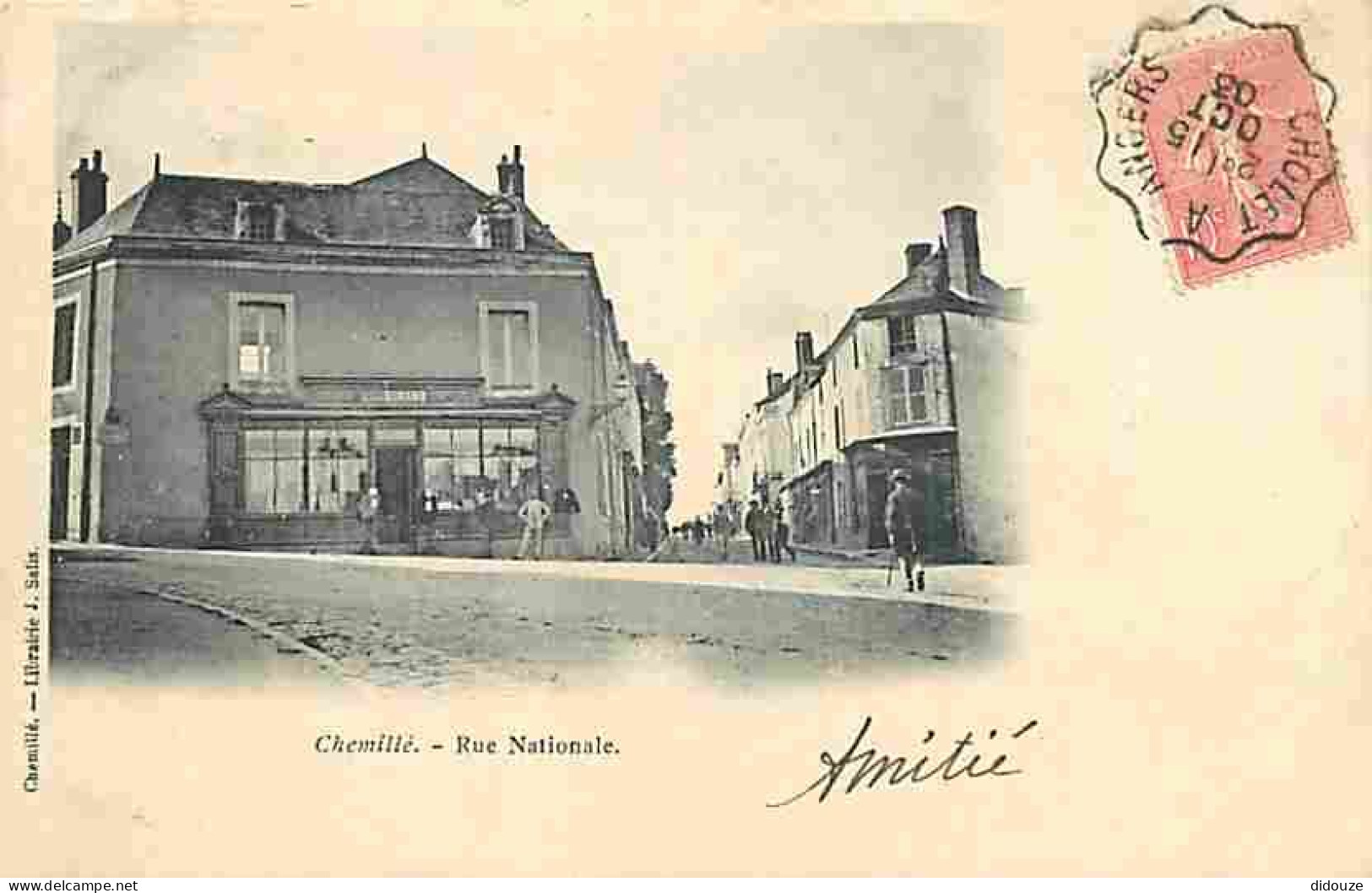 49 - Chemillé - Rue Nationale - Animée - Précurseur - Oblitération Ronde De 1903 - CPA - Voir Scans Recto-Verso - Chemille