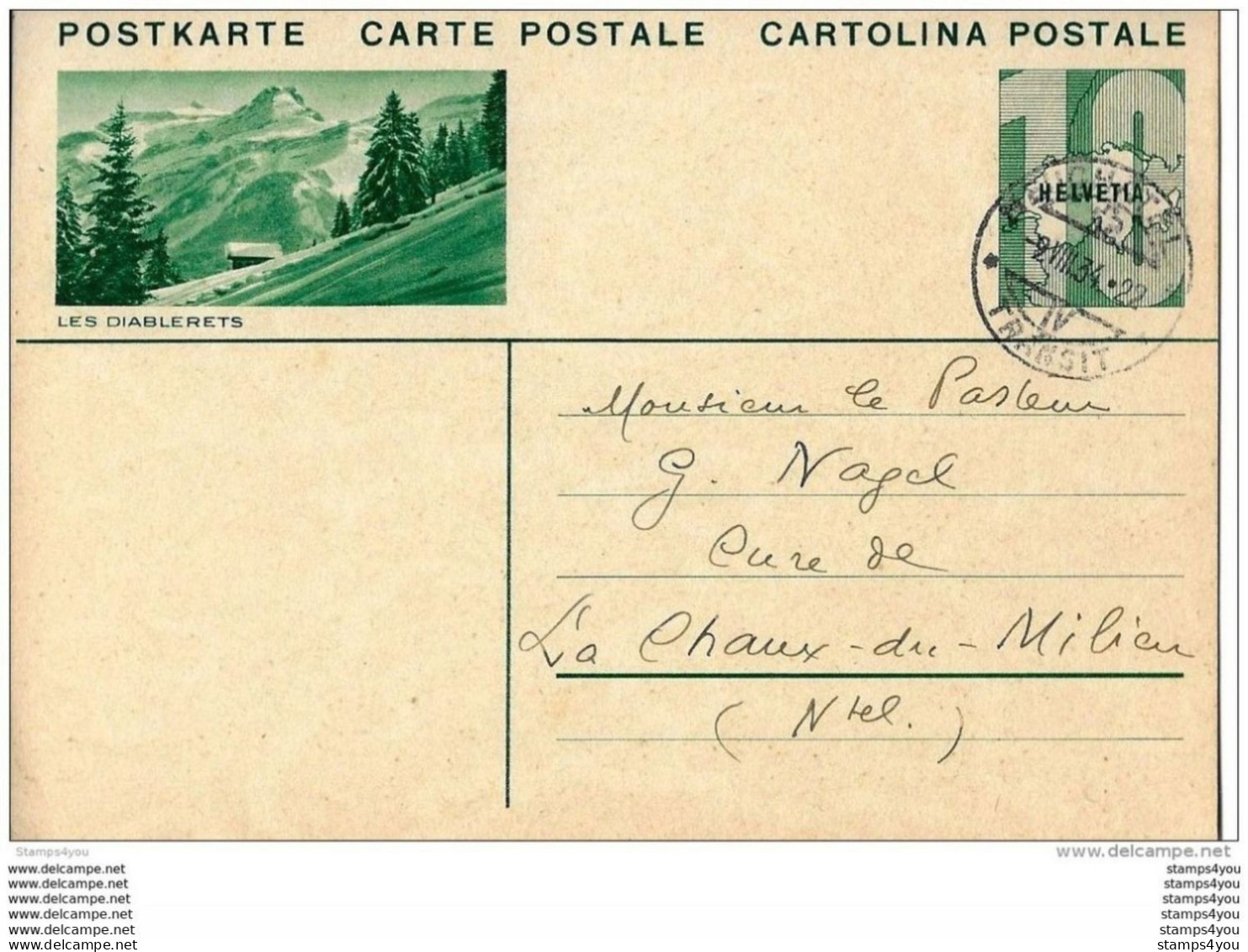 12-28 - Entier Postal Avec Illustration "Les Diablerets" Cachet à Date Neuchâtel 1934 - Entiers Postaux