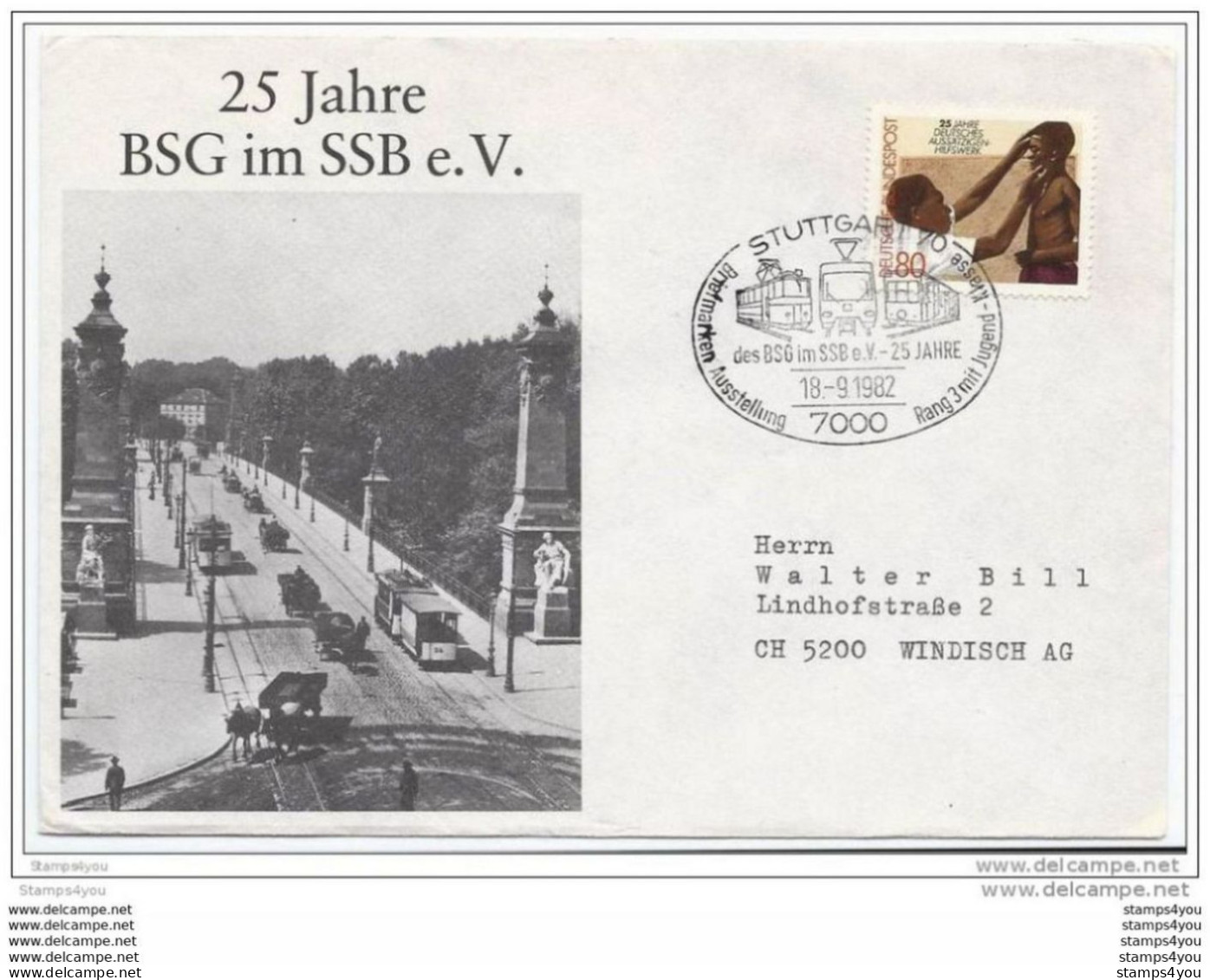 228 - 28 - Enveloppe  D'Allemagne Avec Oblit Spéciale De Stuttgart " 25 Jahre BSG Im SSV E.V. 1982" - Tramways