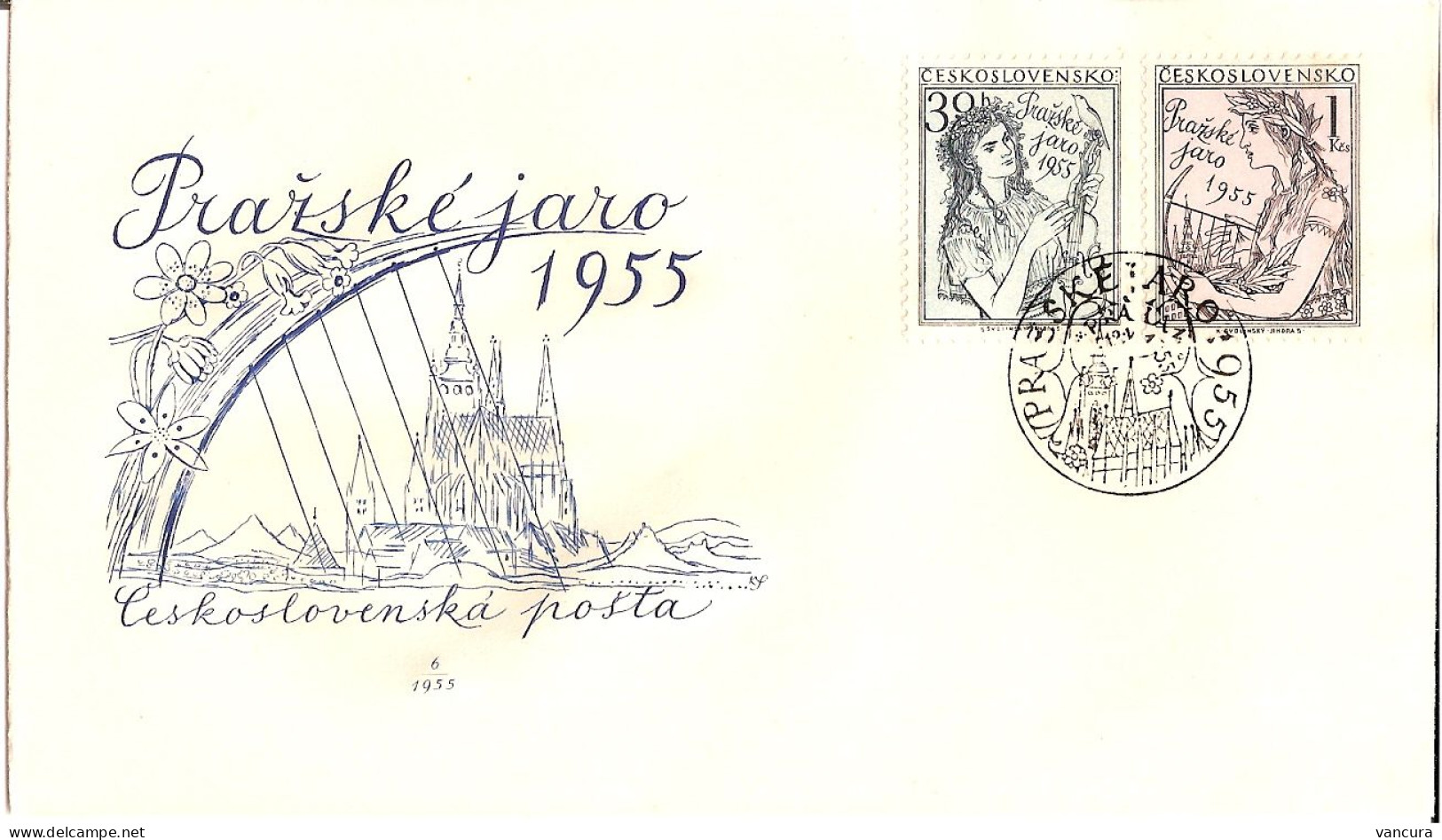 FDC 825-6 Czechoslovakia Prague Spring Prazske Jaro 1955 St Vitus Cathedral - Musique