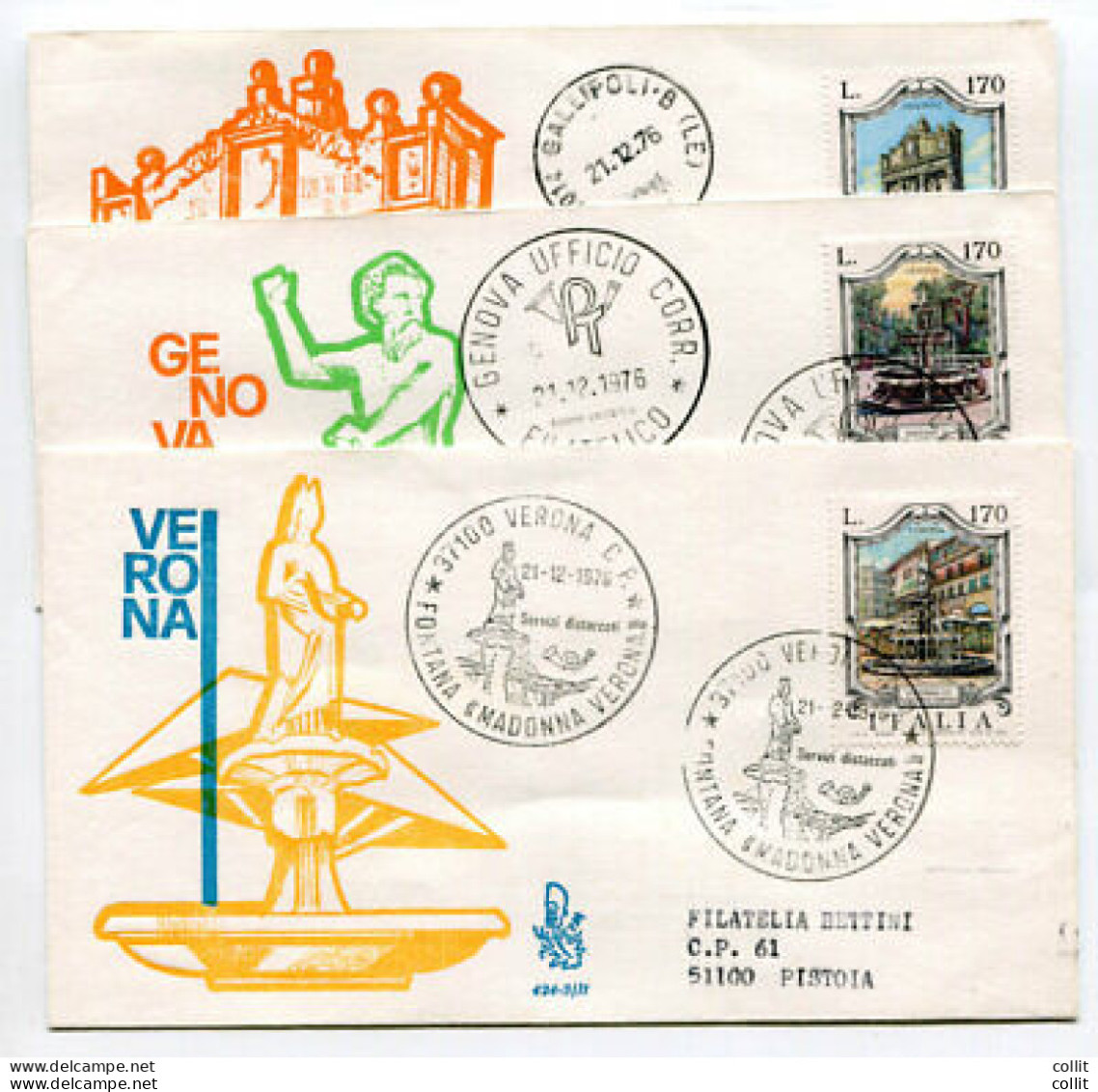 Italia FDC Venetia 1976 Fontane  Viaggiata  Per L'Italia - FDC