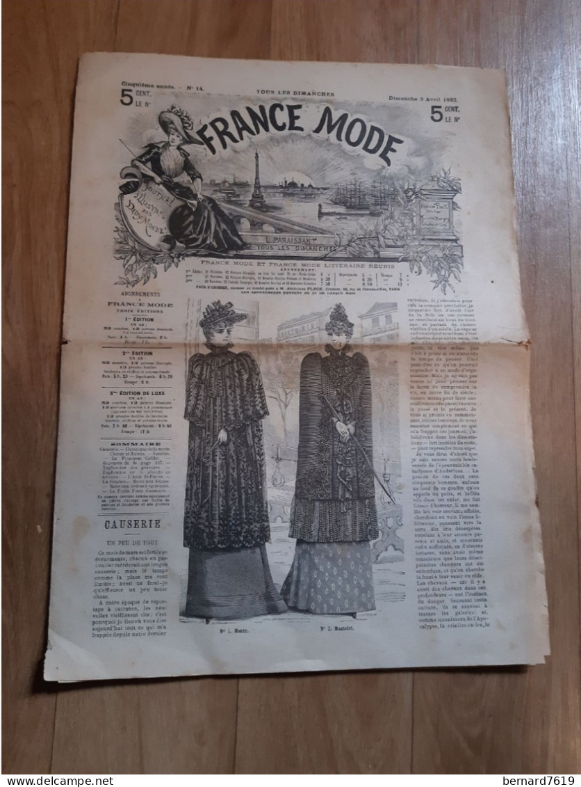Revue France Mode Annee 1890  - N° 44 - Revues Anciennes - Avant 1900